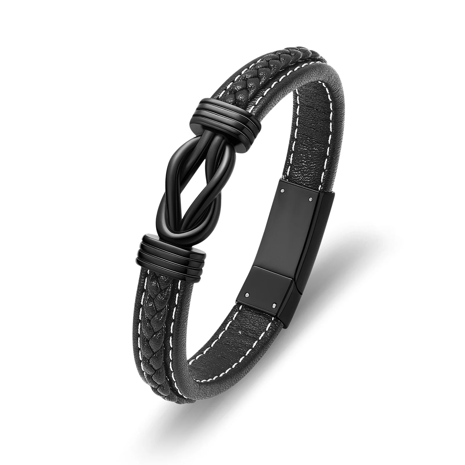 Braided Leather Urn Bracelet for Ashes Stainless Steel Cremation Memorial Bracelet for Human Dog Cat Keepsake Gift