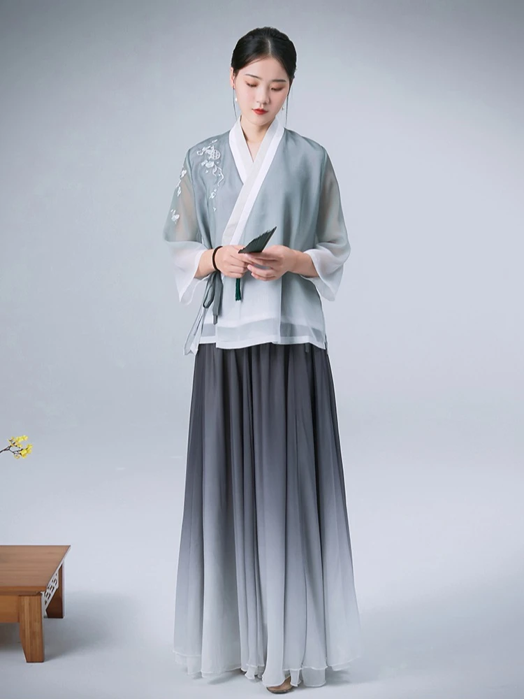قميص Zen Hanfu الصيفي الأصلي للنساء بدلة تانغ أنيقة ملابس تقليدية فنية ريترو للنساء على الطراز الصيني العرقي #5