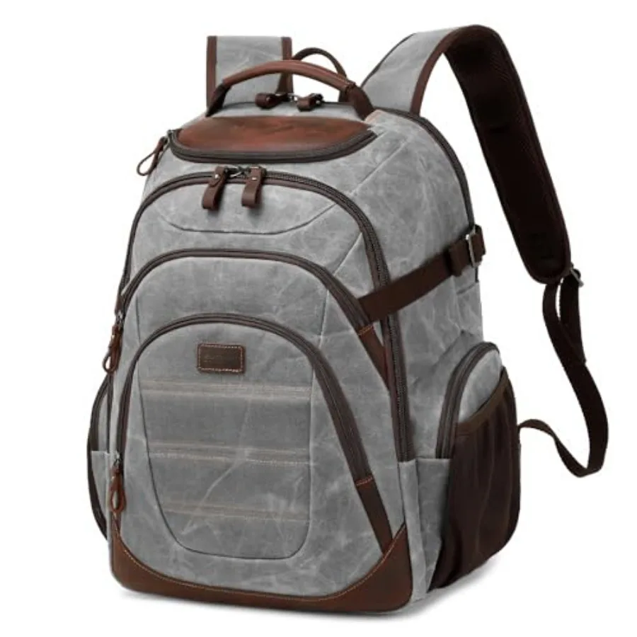 

Travel Laptop Backpack 17.3 inch XL Computer Backpack for Men Waxed Canvas College Daypack Business Backpack