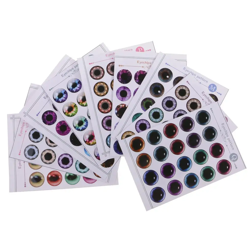 

9 Sheets Eyes Chips Pattern J-R for 1/6 Blythe Dolls Transparent Eyeball