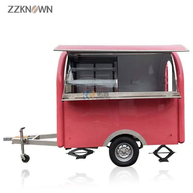 Outdoor Small Stainless Steel Mobile Fast Food Truck Fully Equipped Cupcake Ice Cream Catering Food Trailer