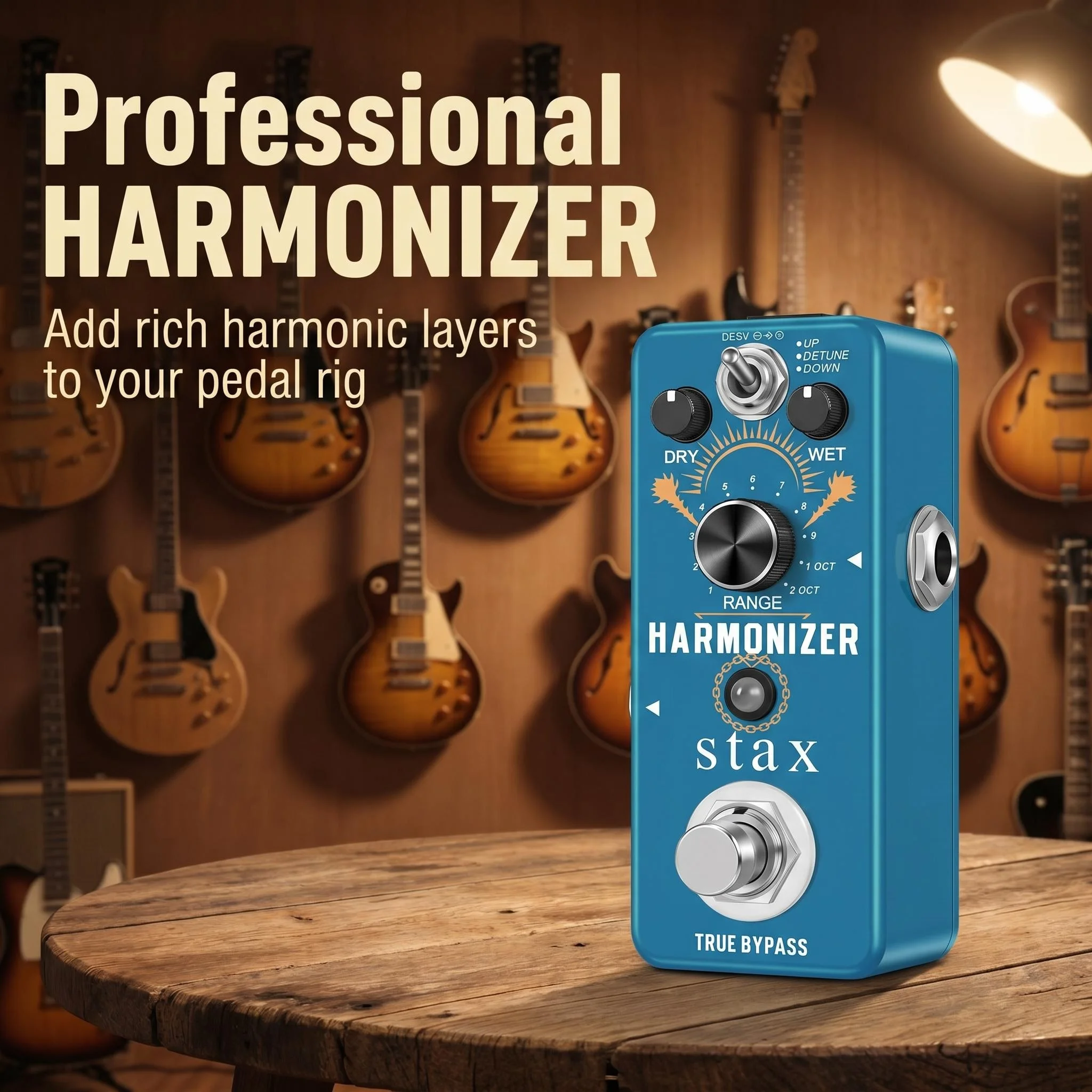 Pédale d'effet harmoniseur de guitare Stax, pédale d'effets d'octave numérique, déphaseur de harmonie pour guitare électrique et basse, format mini