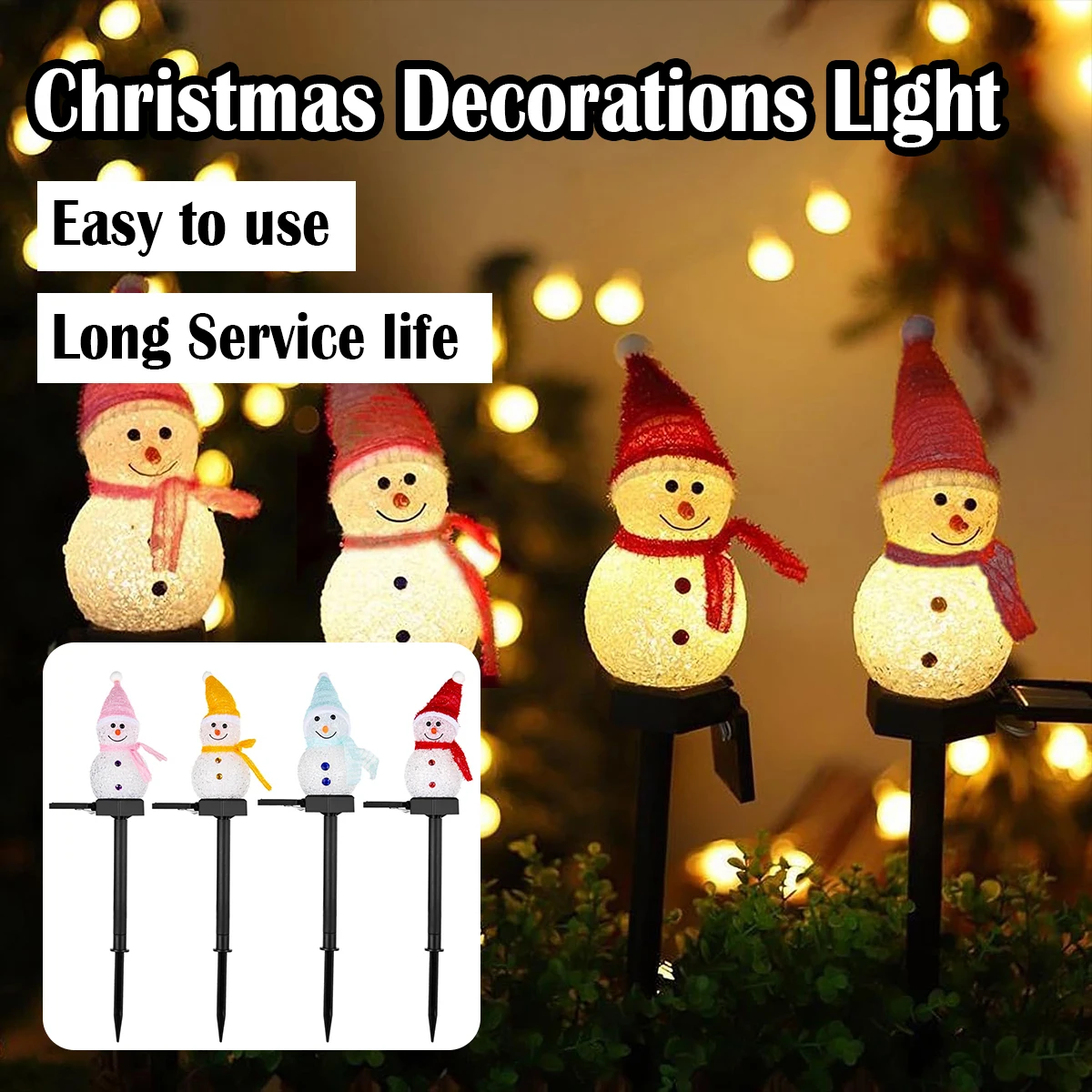 Christmas Solar Light For 4 Colors Solar powered stakes lights 2024 Outdoor lights Snowman night light Outdoor Garden Lights