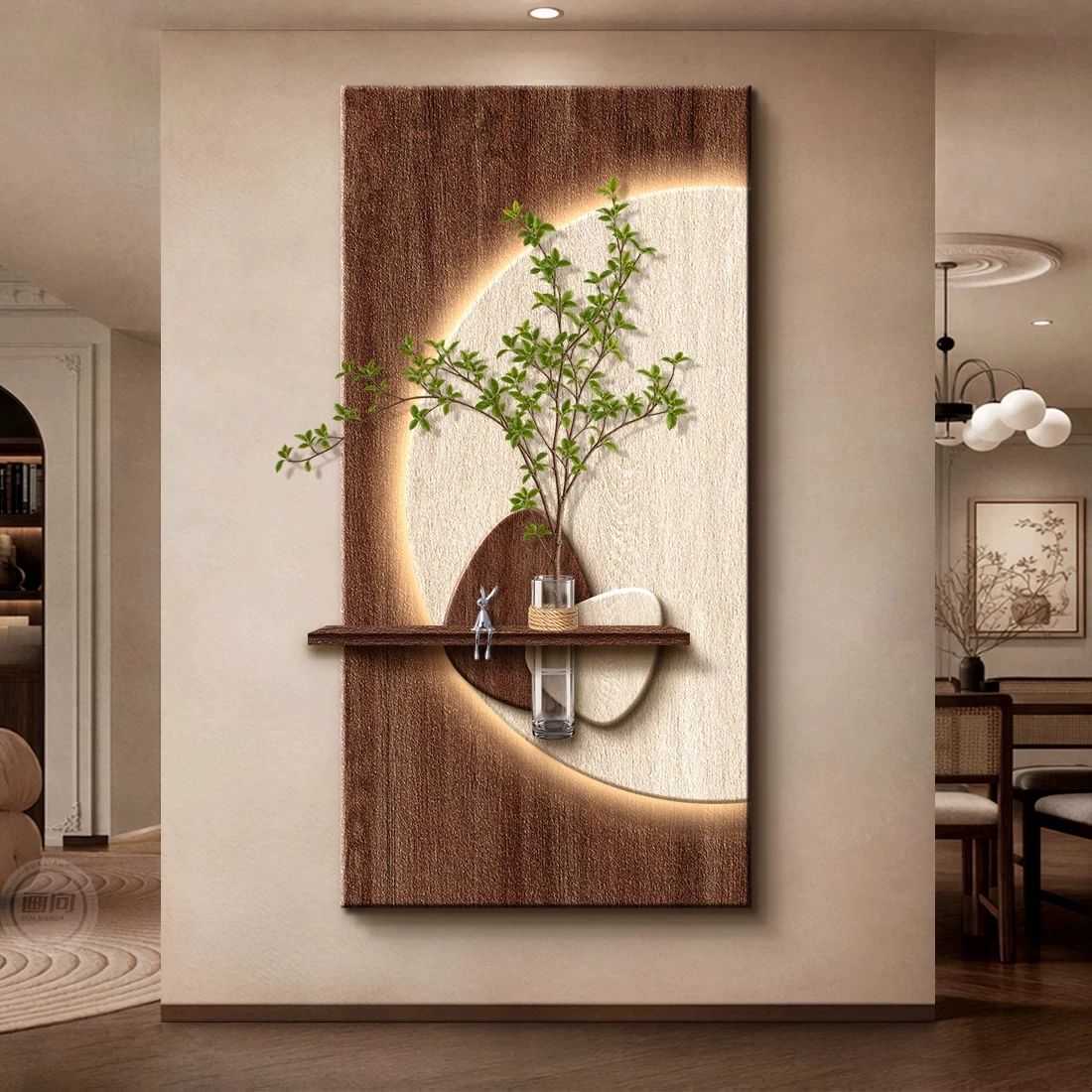 Middle ancient style foyer decoration painting 2026 new style corridor corridor hanging painting sandstone wall lamp