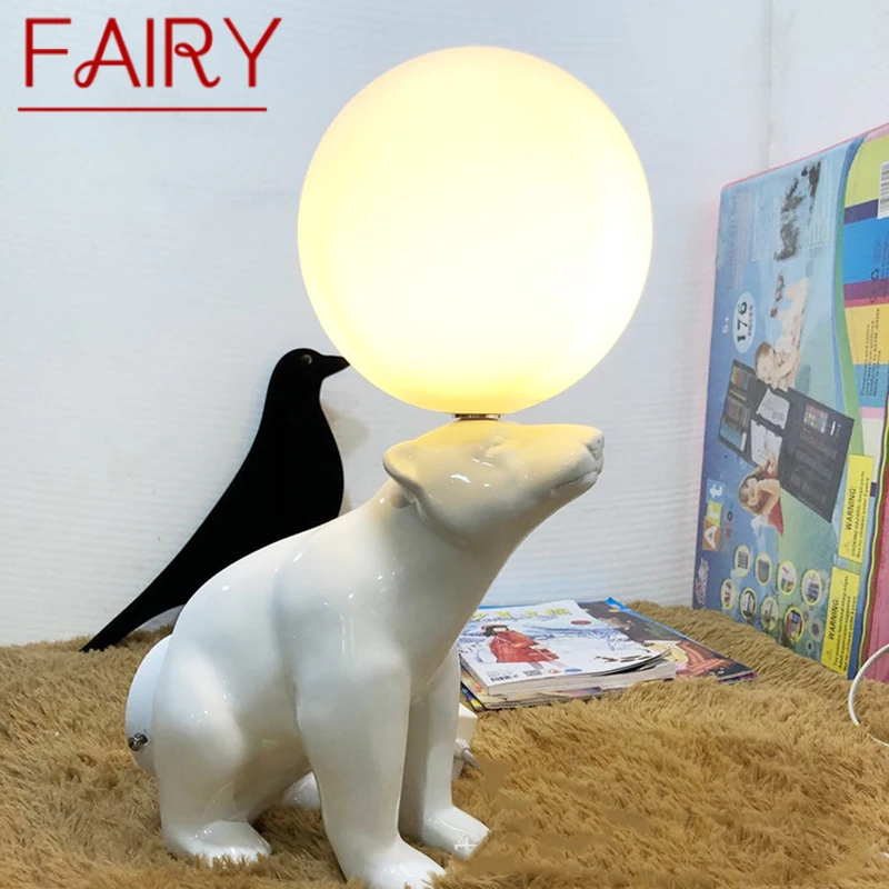 FAIRY Nordic Table Lamp Modern Creative Resin Glass Desk Light LED Novelty Polar Bear Shape Decor for Home Child Bedroom