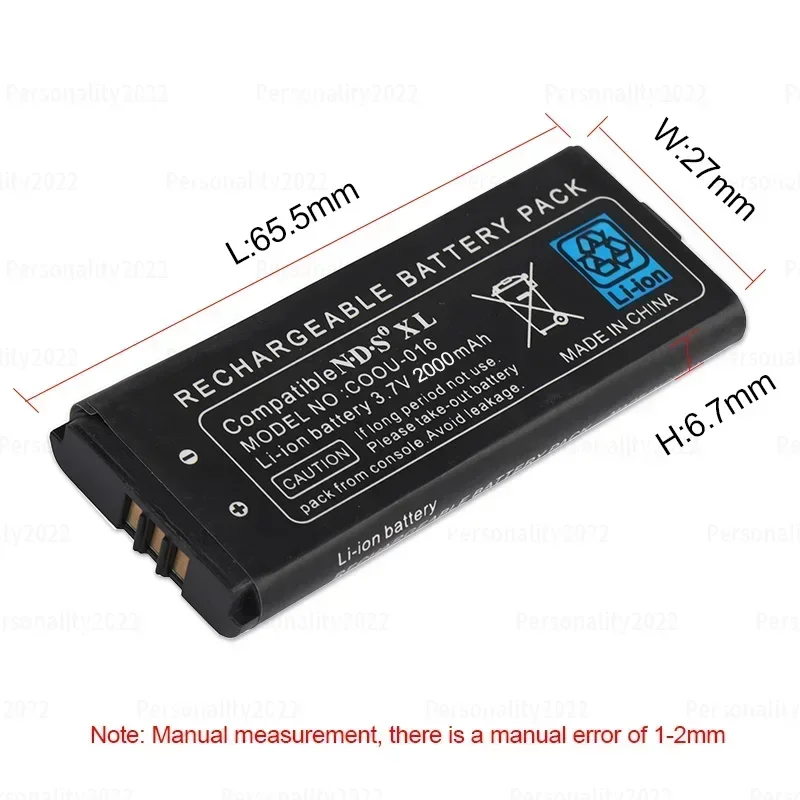 NdsI Xl Game Console Replacement Rechargeable Battery 3.7V 2000mAh UTL-003 NDS XL Batteries for Nintendo Ndsixl Game Console