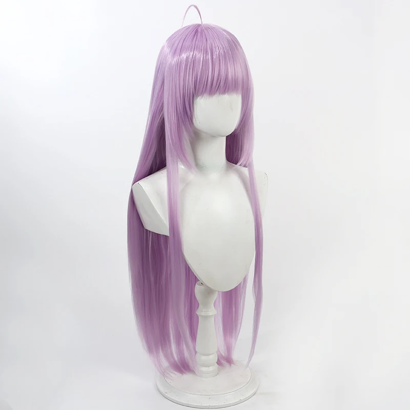 Pelucas de pelo sintético para Cosplay de Tashkent, juego de 100cm, peluca larga y recta de color morado claro, accesorios de disfraces para fiesta de Halloween