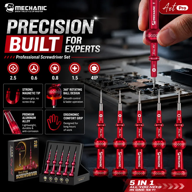 MECHANIC Art Pro Oriental Pearl Tower Screwdriver Kit S2 Steel Precision Magnetic Bits For Mobile Phone Electronic repair Tools