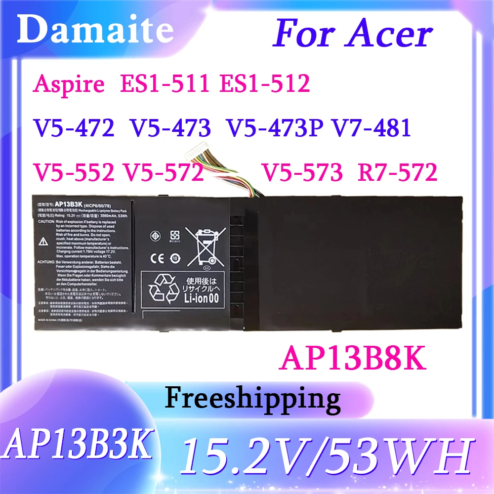 

AP13B3K AP13B8KLaptop Battery For Acer Aspire V5-472 V5-472G V5-472P V5-473 V5-473G V5-452 V5-452G V5-552 V5-552G V5-552P R7-571