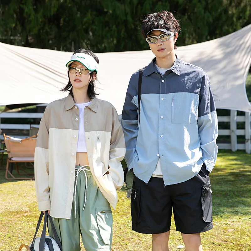 Summer  Lightweight Sunscreen Top Men Loose Casual Outdoor Long Sleeve Quick Dry Cargo Shirt Women Oversize Shirts Blouses