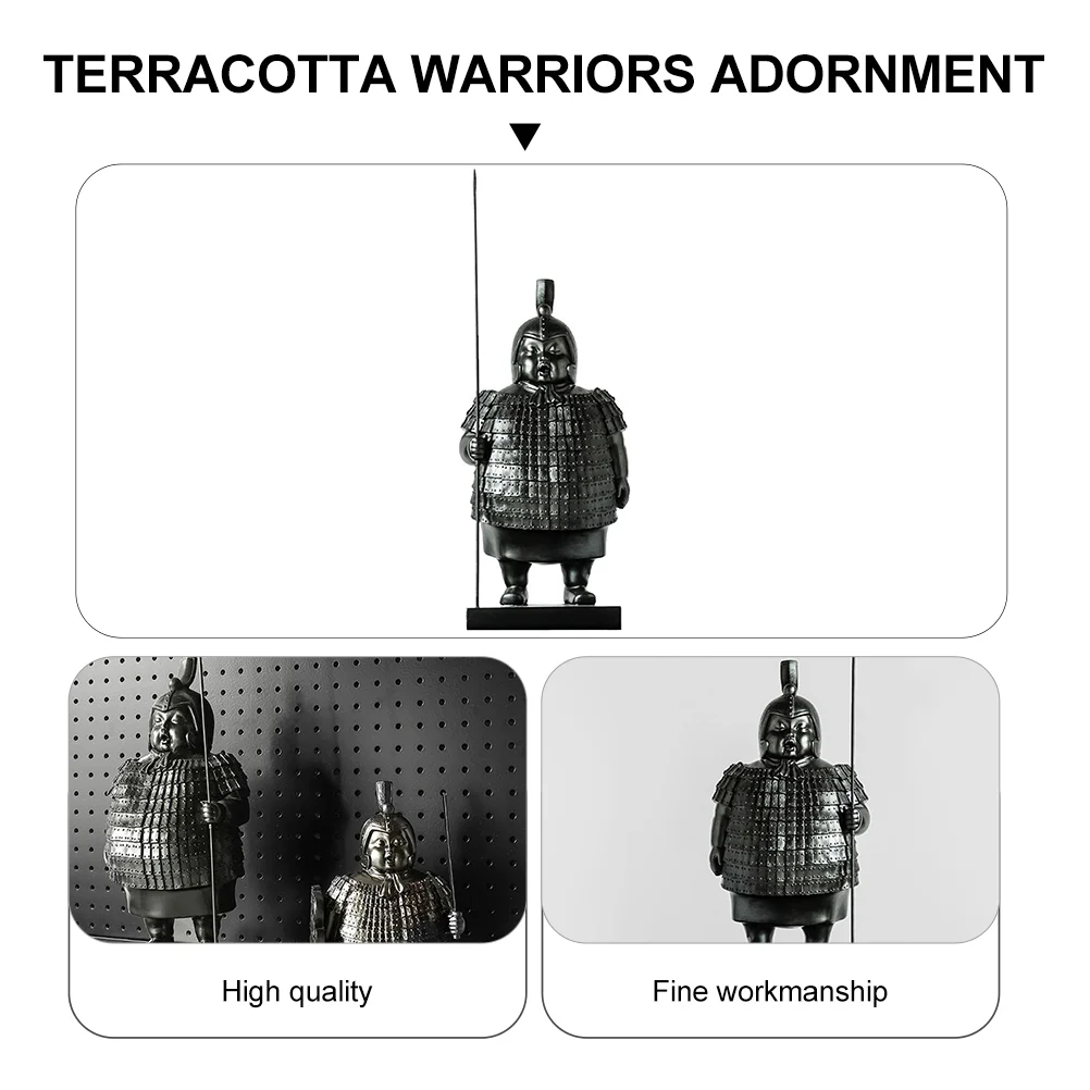 Terracotta Warriors and Horses Decoration Retro Style Sculpture Figurine Knight Desktop Adornment Resin Home