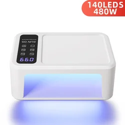 140LEDS Nail Dryer 480W LED UV Nail Lamp For Curing All Gel Nail Polish Motion Sensing Manicure Lamp With Big Space Salon Tool