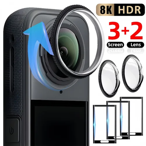 Kit de Protector de pantalla 5 en 1 para Insta360 X5, Protector de cámara con lente giratoria, Protector HD antiarañazos para accesorios Insta 360X5