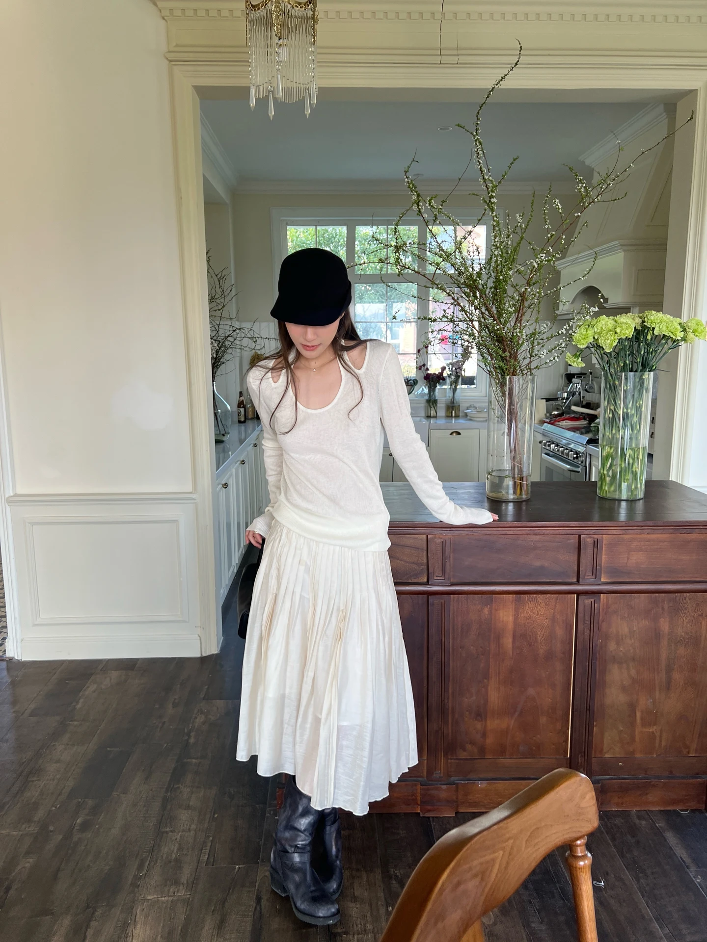 

Льняная юбка-полусолнце Icyangstore Larseley из вискозы с плиссировкой, дышащая ткань, А-силуэт, для женщин, девушек, студенток, лето 2026