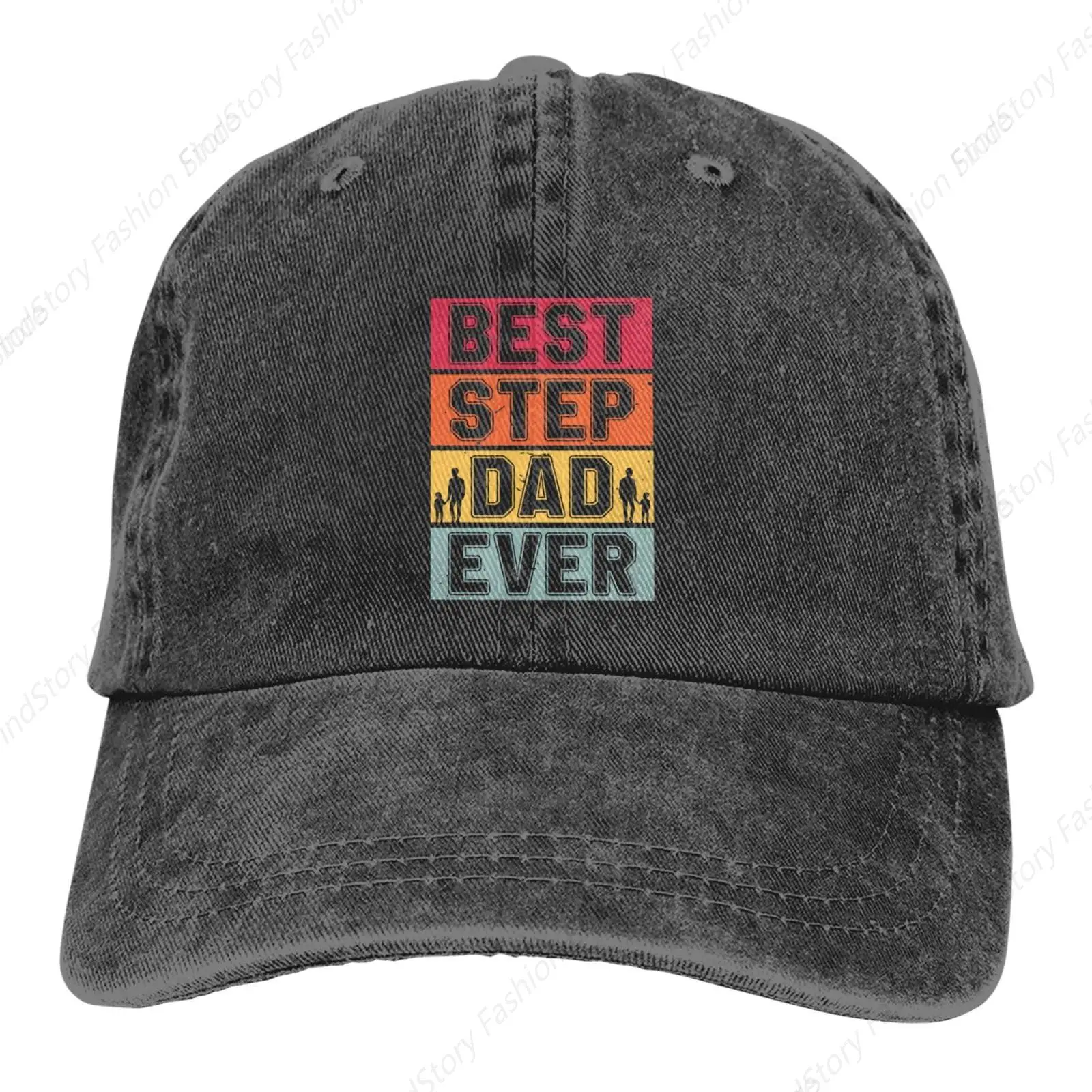 Best Step Dad Ever topi bisbol uniseks, topi Trucker Denim Vintage dapat diatur untuk pria wanita kasual Hip-hop olahraga