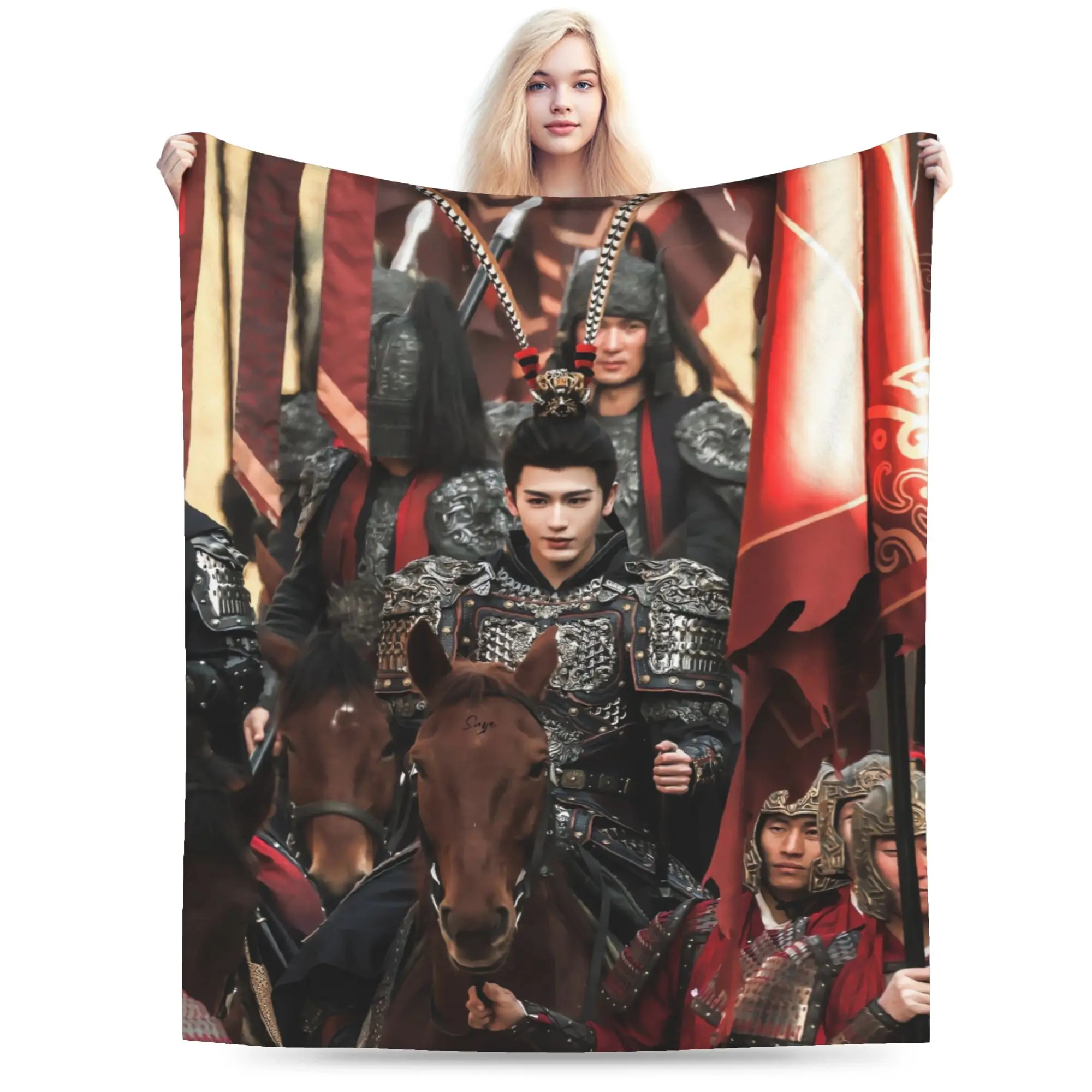 Super Warm Blanket Girls Boys Decorative Zhang Linghe Ancient Knight Royal Hero Throw Blanket  Flannel Bedspread For Sofa Bed