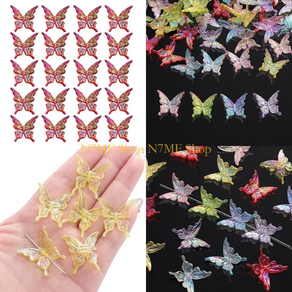 N7MF 20pcs Butterfly Shaped Beads Perfect for DIY Craft Projects Jewelry Accessories