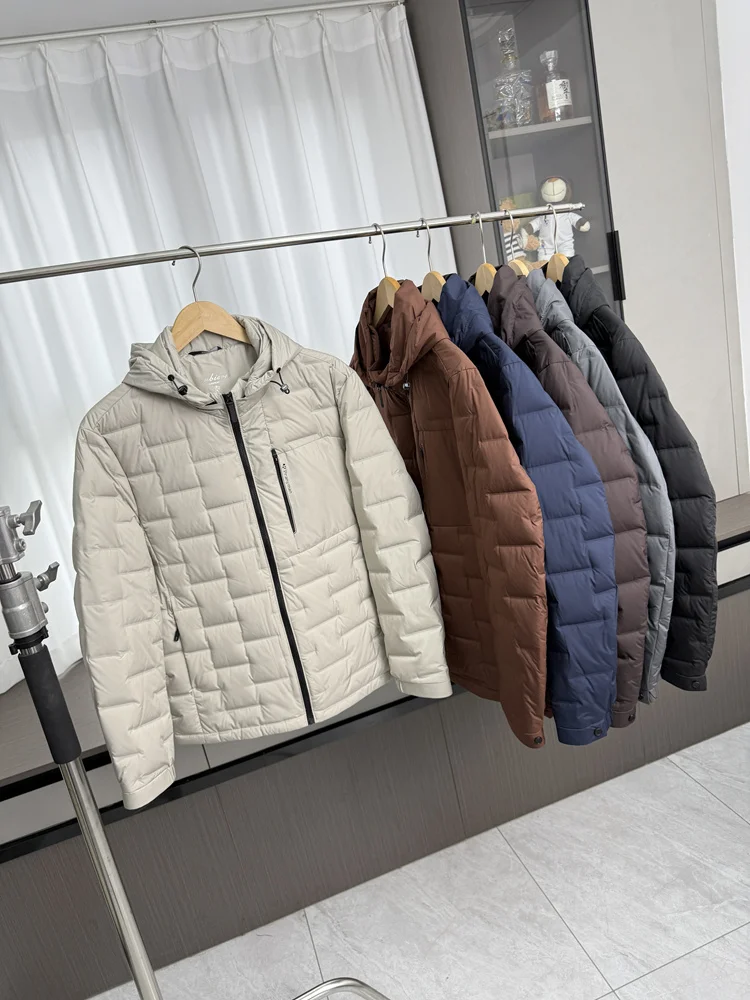 

Warm Comfortable Lightweight Soft Breathable Cloud Ladder Pattern Men's down Jaet Autumn Winter Thiened Polyester Fiber D...