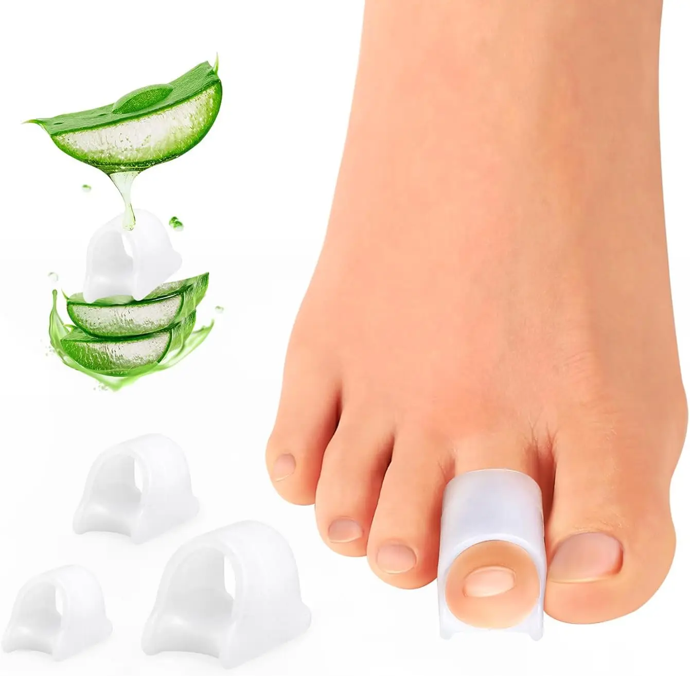 2Pcs/pair Silicone White Toe Separator Bunion Toes Overlap Orthopedics Hallux Valgus Correction Foot Health Care Clamp Protector