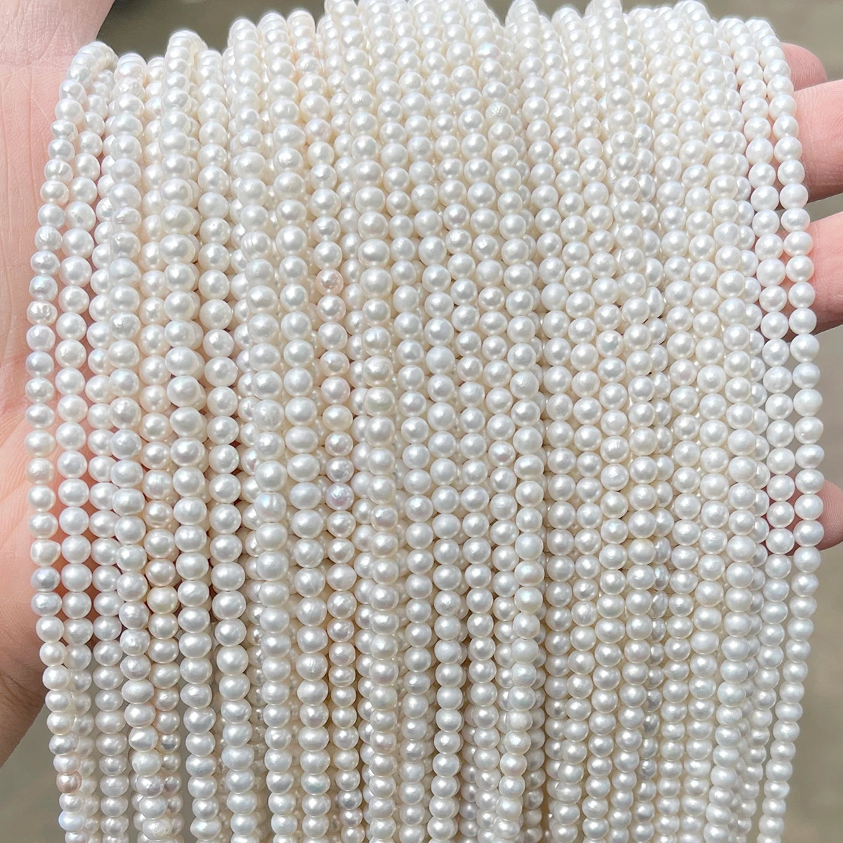 Weiße Natürliche Süßwasserperlen, Hochglänzende Runde Perlen für DIY Armband Halskette Ohrring Schmuckherstellung – Detail 6