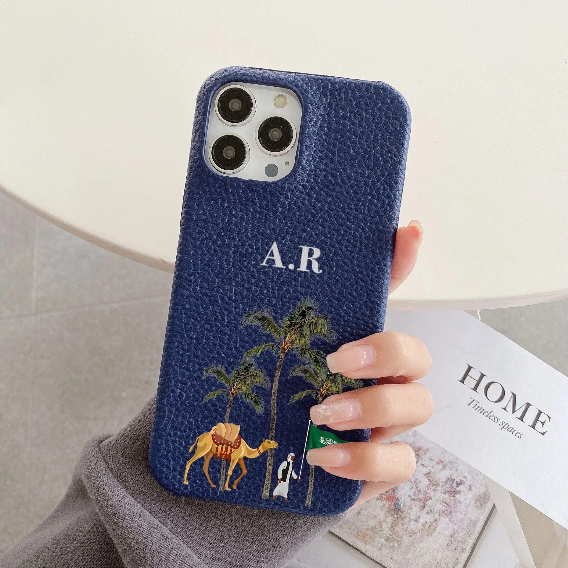 Personalised Customized Name Leather Case For iPhone 16 14 13 12 11 Pro Max Initials Letters kafr saya Cover 13 14 15 Pro Max