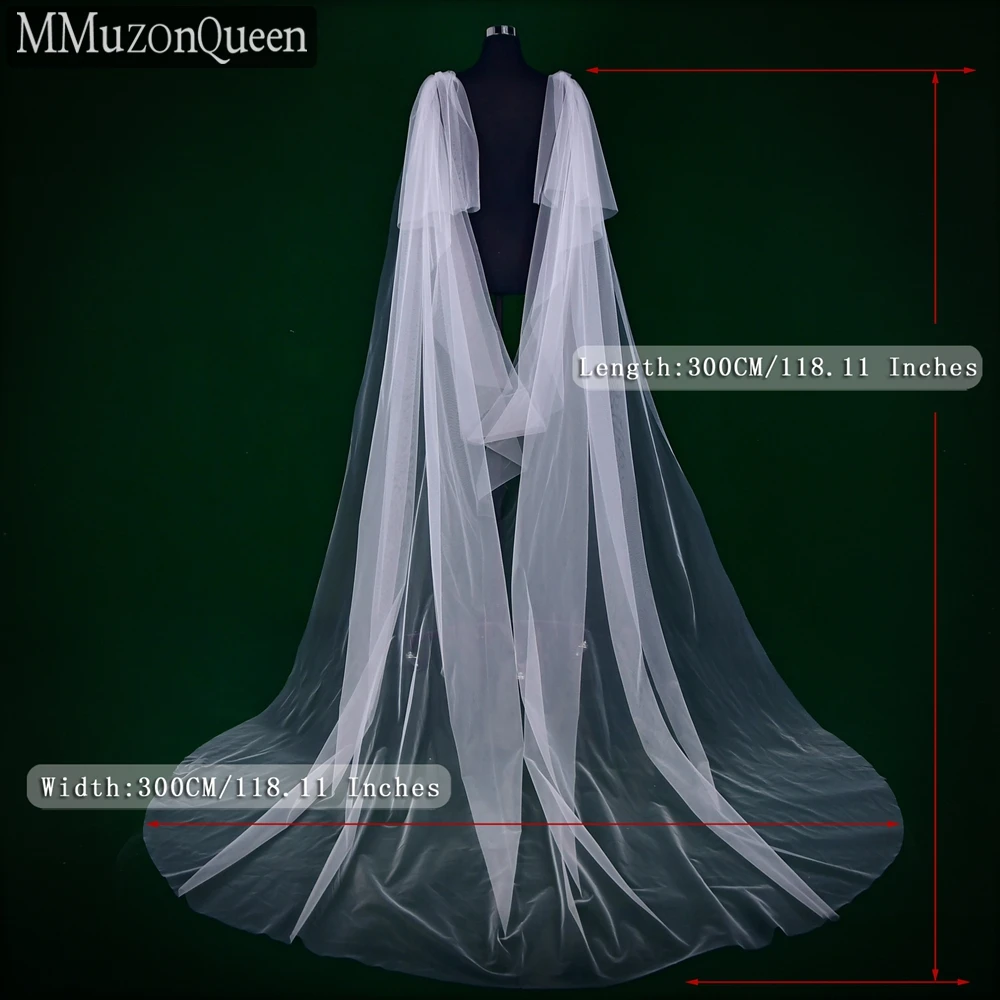 MMQ MG37 Long Cathedral Length Bridal Veil Evening Bolero Bridal Cloak for Wedding Dress Bolero Party Accessory DIY Customize