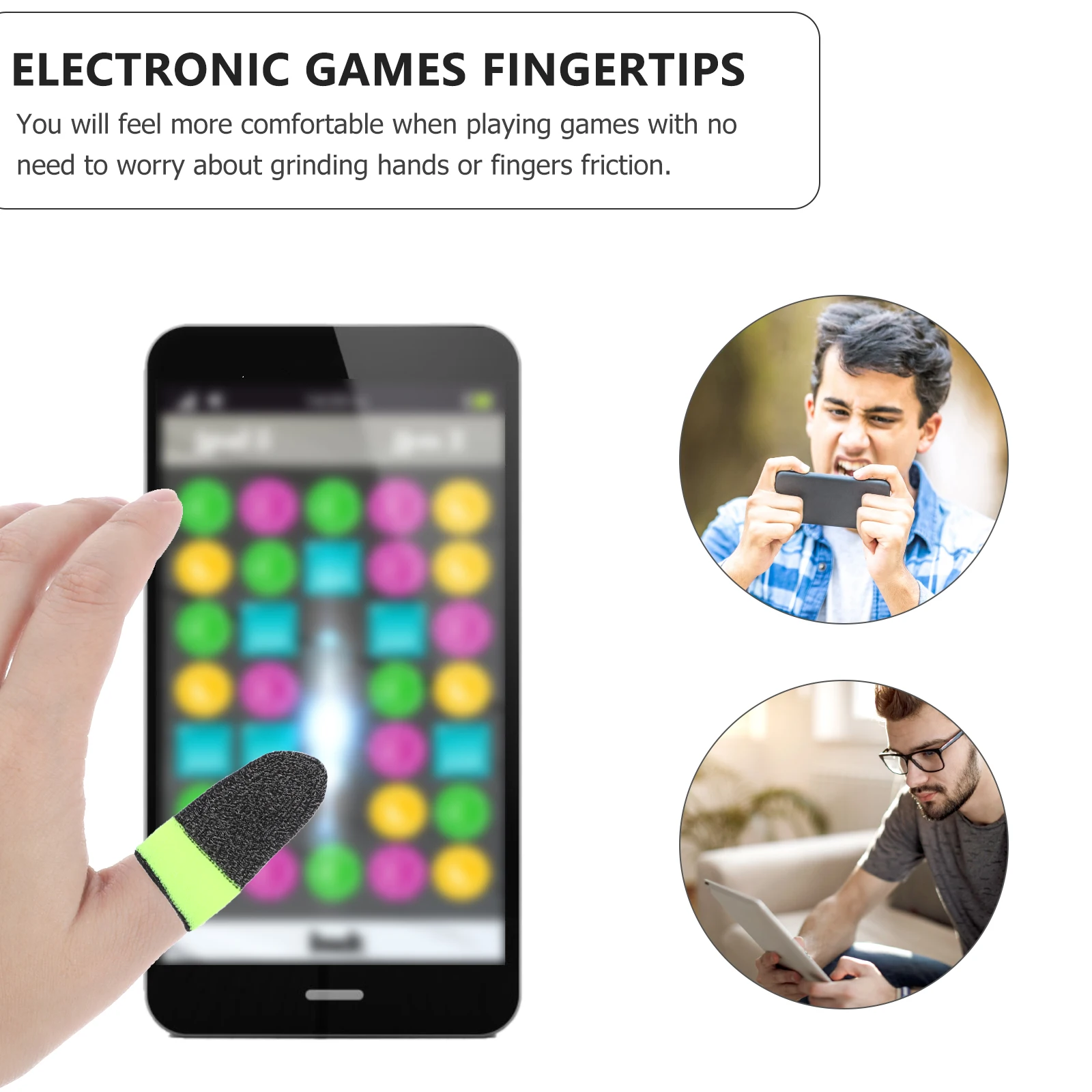 

4pcs Gaming Finger Sleeve E-Sports Finger Protector Anti-Slip Sweat-Resistant Breathable Touchscreen Accessory For Mobile Phone