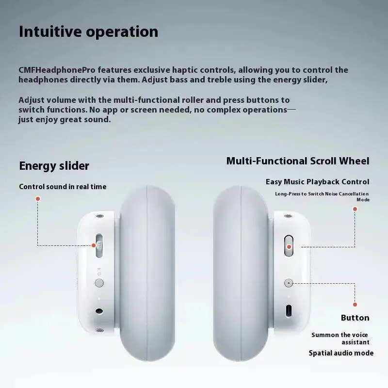 CMF بواسطة لا شيء سماعة برو HIFI سماعات لاسلكية بلوتوث 40dB الحد من الضوضاء عمر البطارية الطويل الألعاب سماعة رأس للموسيقى هدية