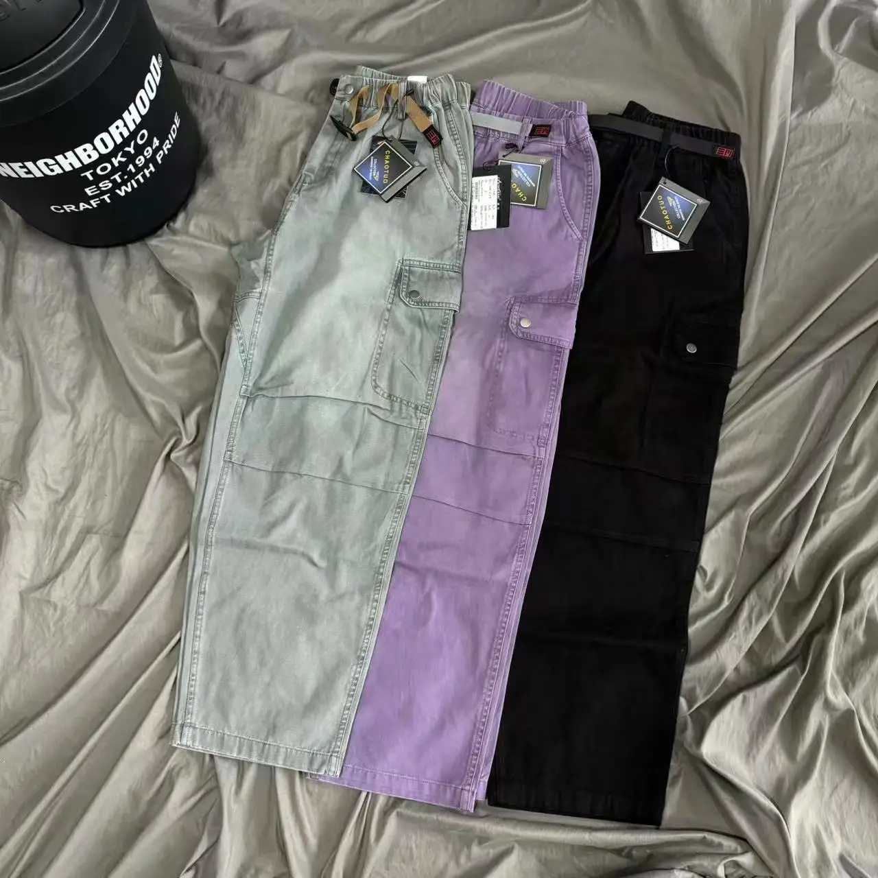 

Брюки-карго с большими карманами, функциональный ремень, свободные повседневные брюки для мужчин и женщин, винтажные высококачественные повседневные рабочие брюки