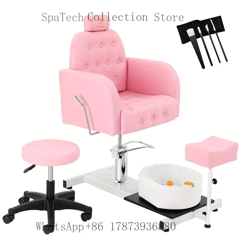 Hydraulic Lifting Pedicure Chair 360° Rotation Foot SPA Sofa with Foot Bath Basin Nail Salon Furniture