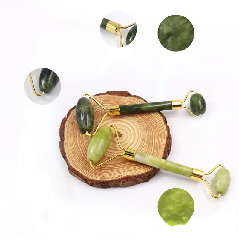 Massageador facial gua sha pedra natural jade rosto microniddle rolo placa facial acuponto cuidados faciais spa ferramenta de massagem massagem visagem