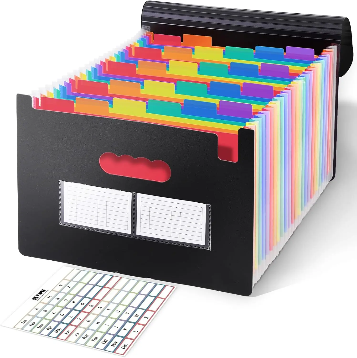 

Accordion File Organizer with 26 Pockets Label Stickers Blak