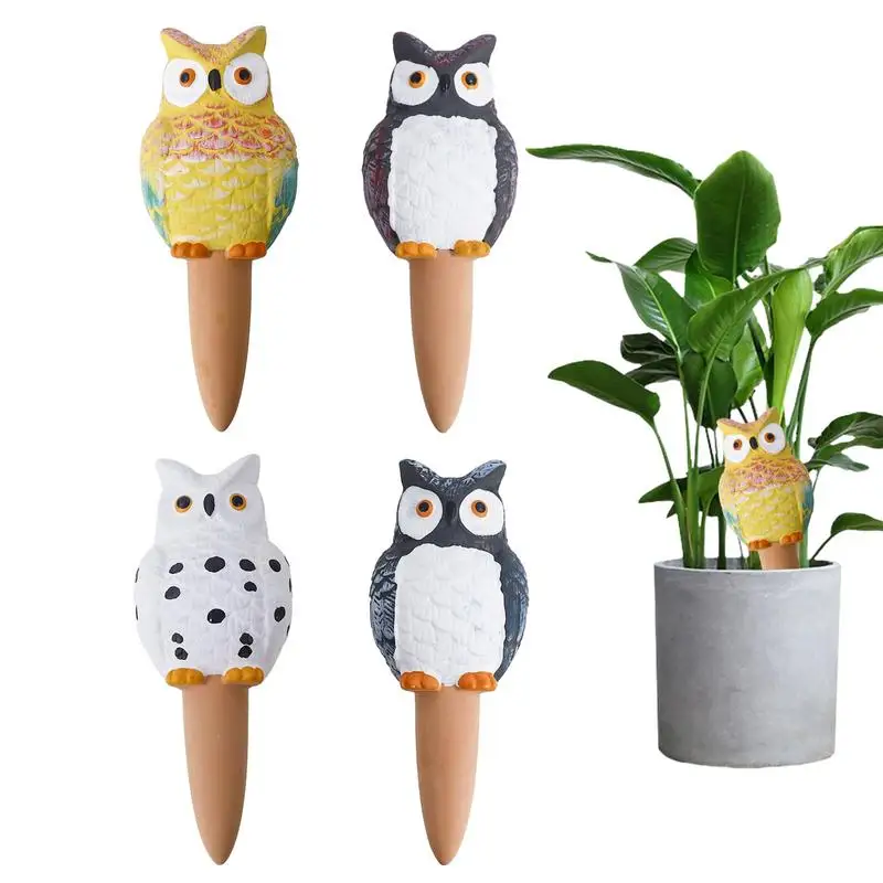 

Self Watering Device For Pots 4PCS Clay Owl Automatic Watering Stakes Cute Watering Device For Flowers Vegetables Succulents