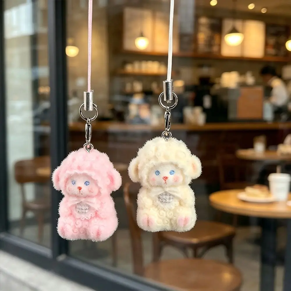 Mini Sheep Pattern Flocking Sheep Keychain Phone Strap Bag Charm Mini Lamb Pendant Handmade Craft Handmade Bag Charms Daily Use