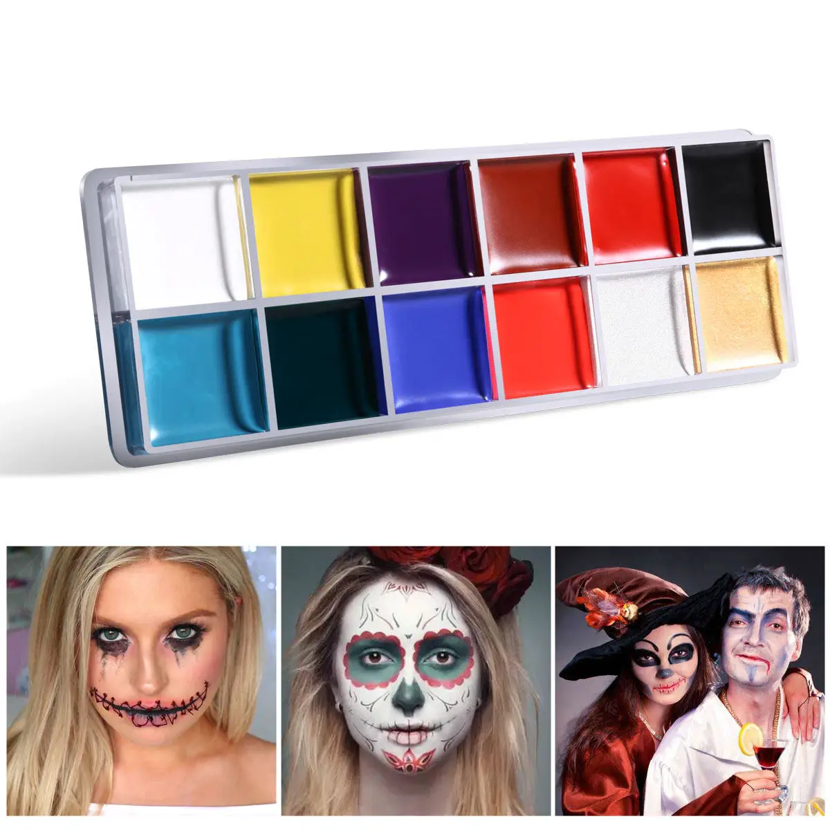 12 Colors Face Body Oil Painting Professional Makeup Artist Face Paint Kit Halloween Party Fancy Dress Painting Art Make Up