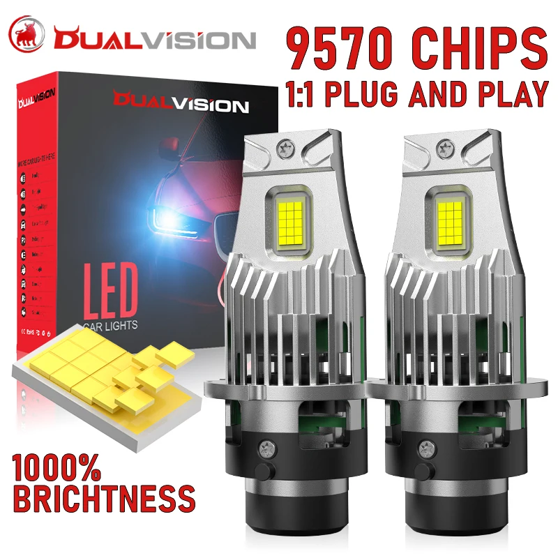 

Dualvision D2S LED Headlights HID D4S D2R D4R D Series 30PCS 9570 CSP Automoblie Light Kits 6000K White Mini Size Led Lights 12V