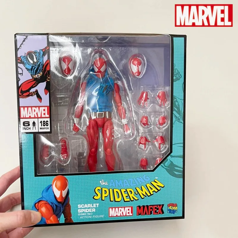 

Spider Man Anime Figure Mafex 186 Scarlet Spiderman 15cm Figurine Pvc Statue Model Doll Room Decoration Cool Toy Chrismas Gifts