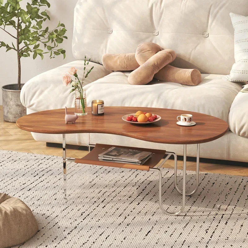 Cashew small apartment special-shaped solid wood simple retro cloud oval small coffee table