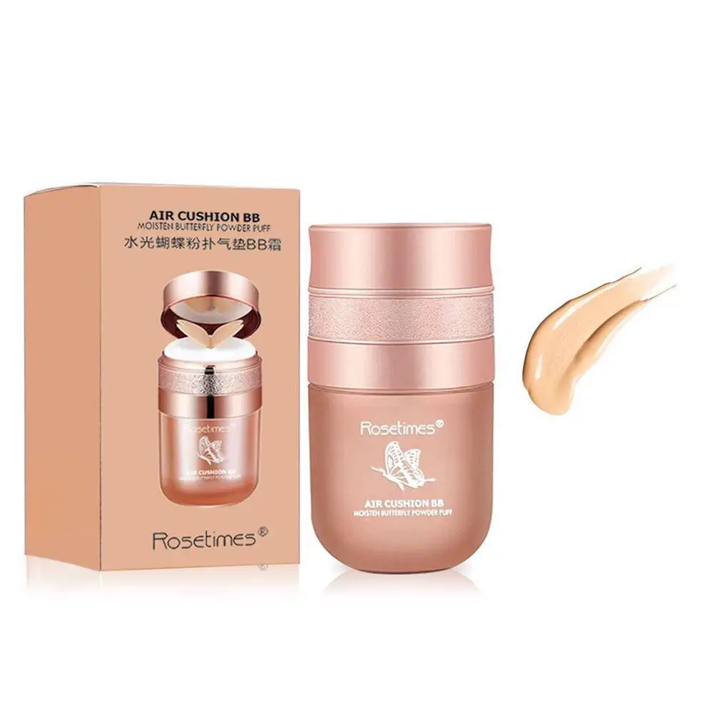 Almofada de ar puff borboleta BB e CC Cream, corretivo natural, base hidratante facial, controle de óleo, novo isolamento