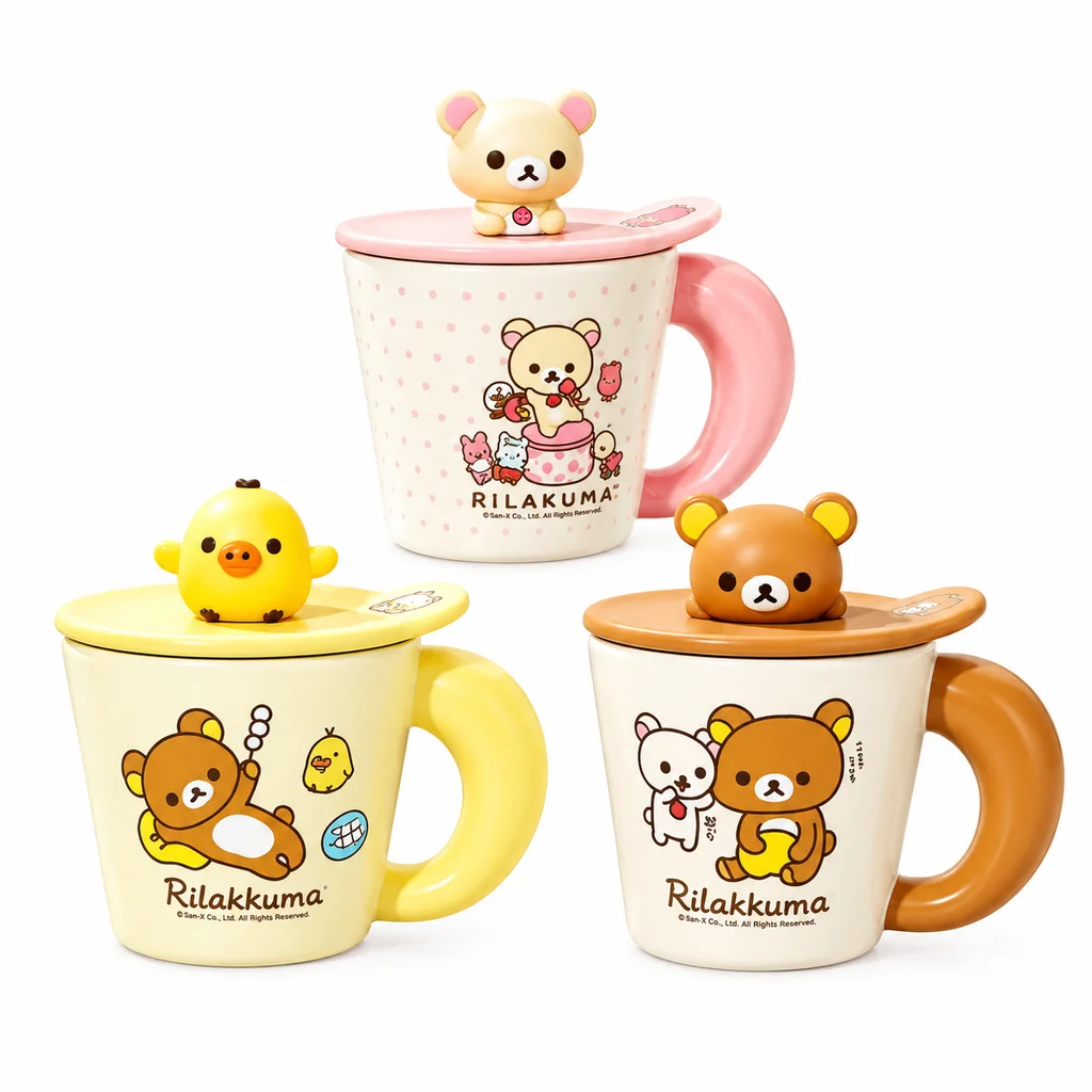 Rilakkuma Licensed Ceramic Mug With Lid 400ml Cute Cartoon Coffee Cup For Girls Home Office Lovely Birthday Holiday Gifts