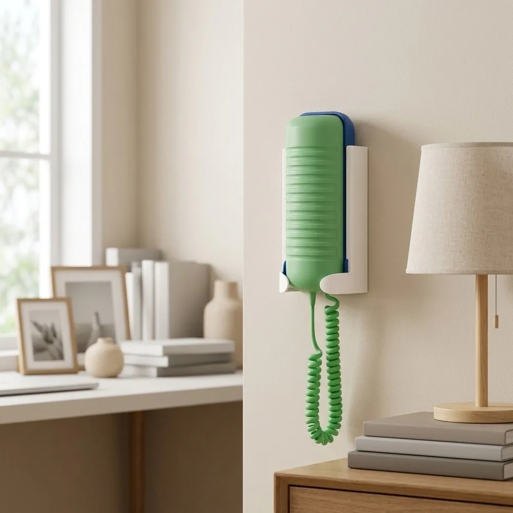 White Wall Mount Phone Storage Rack 15cm - Space Efficient Plastic Holder for Clutter Free Desk and Wall Setup