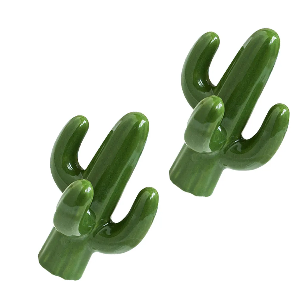 

2Pcs Cactus Ceramic Jewelry Tray Elegant European Style Jewelry Display Holder Desktop Organizer for Rings Earrings Necklace