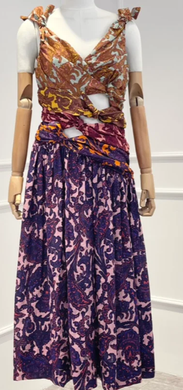 

Tops and Shorts Women's Summer Set 2025 New Fashion Beige Paisley Print Long Sleeve Ruffles Blouse