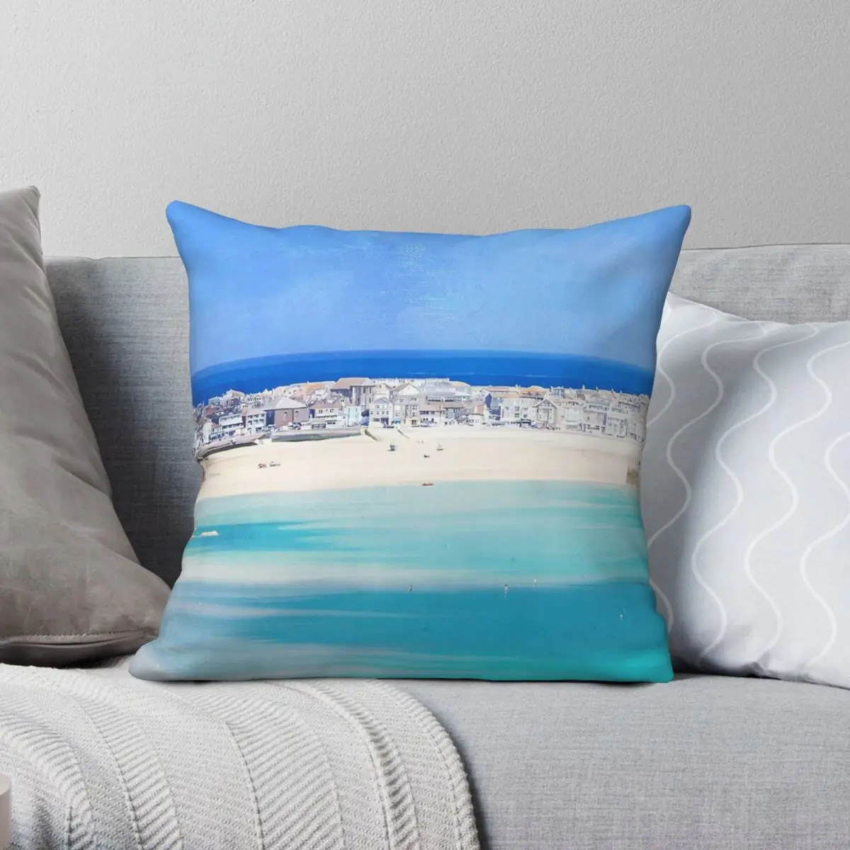 

St Ives Cornwall Pillowcase Polyester Linen Velvet Creative Zip Decorative Room Cushion Case