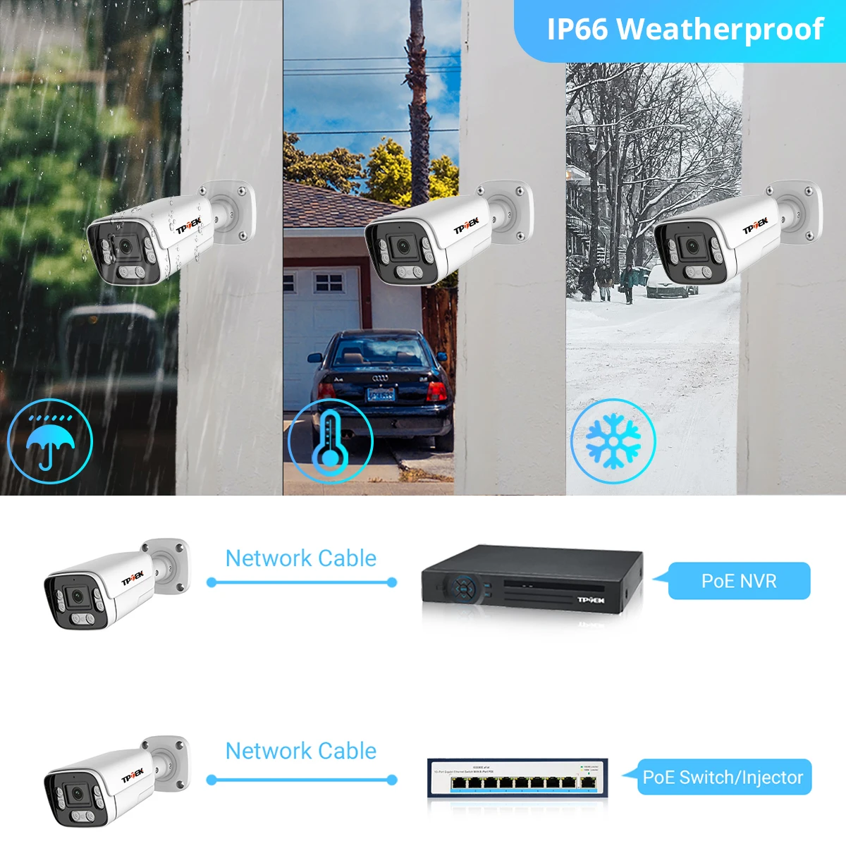 4K 8MP PoE Video Surveillance IP Camera 5MP Two Way Audio Support TF Card Security IP66 Outdoor Camera NVR System iCSee XMEye