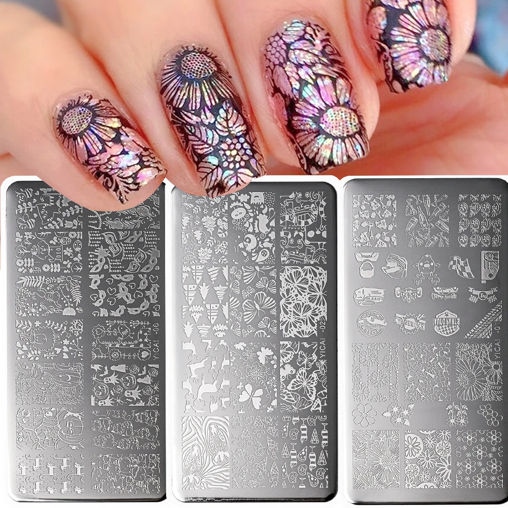 12*6cm Animal Patterns Leaves Whirlpool Image Stainless Steel Flower Lace Image Stamp Templates Abstract Stencil Scraper Tools #