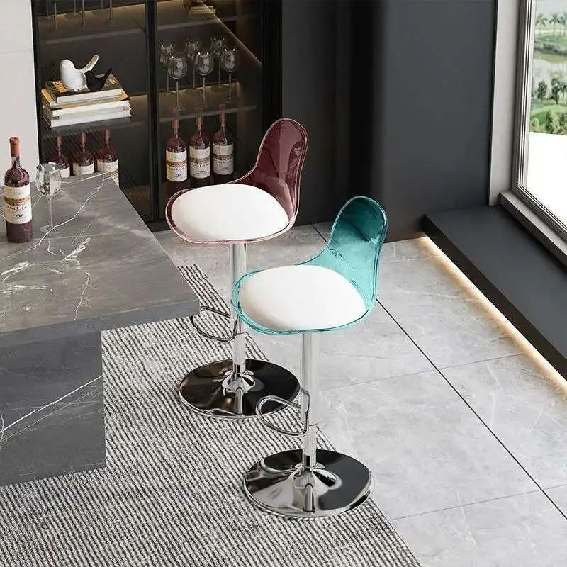 Acryl transparent moderne einfache Bar Stuhl Unternehmen Rezeption Lift zurück Stuhl Hause hohe Hocker Chaise Bancos Para Barra