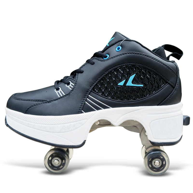 

Sneakers Deformation Roller Skate Shoes Parkour Runaway Shoes With Four Wheels Breathable Light Sneakers For Unisex Children