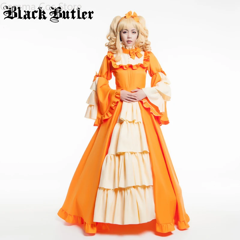 

Lolita Dress Anime Black Butler Cosplay Elizabeth Ethel Cordelia Midford Halloween Palace Girls Female Orange Princess