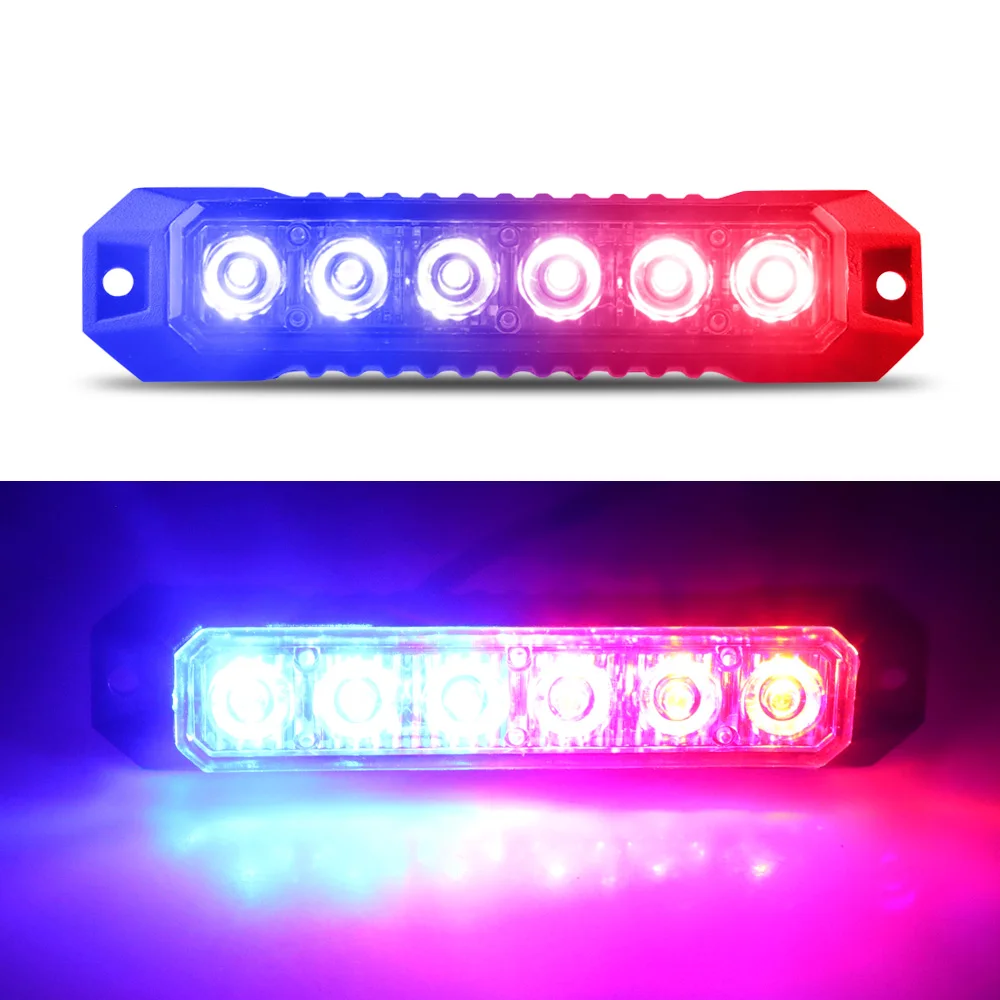 

1PCS 6LED Car Strobe Grille Flashing Light for Vehicles Trucks Emergency Surface Mount Warning Light 12-24V Waterproof Lamp